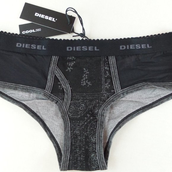 Diesel Women's Briefs Panties Medium Black Grey New - Picture 2 of 7
